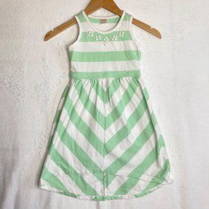 Gymboree Dress Girls Size 5 "Fruit Punch" Chevron Striped Cotton Green White